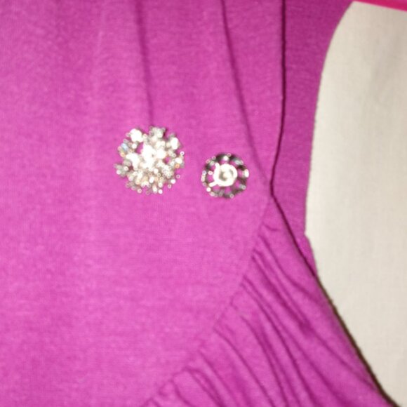 Torrid Fuchsia Black Wiggle Keyhole Back Blouson Dress Rhinestones GUC size 22 - Picture 2 of 6